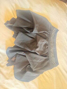 Romeo & Juliet Couture Black Ruffled Skater Skirt with Stud Trim